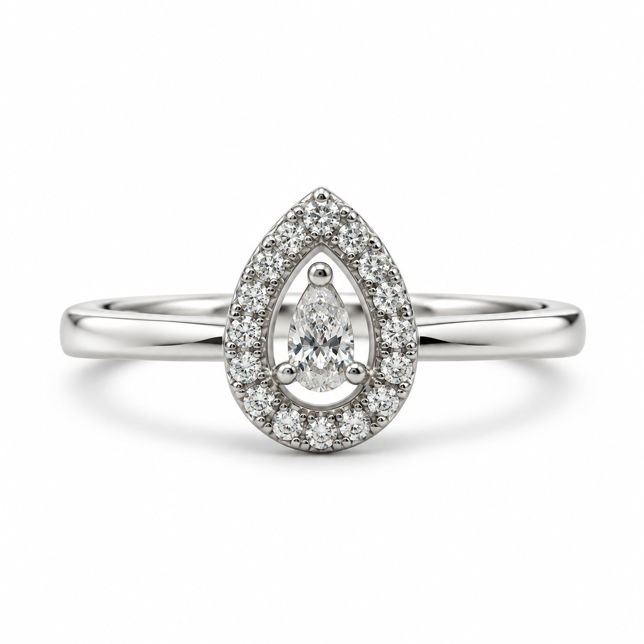 9kt Pear Cut Halo Diamond Engagement Ring
