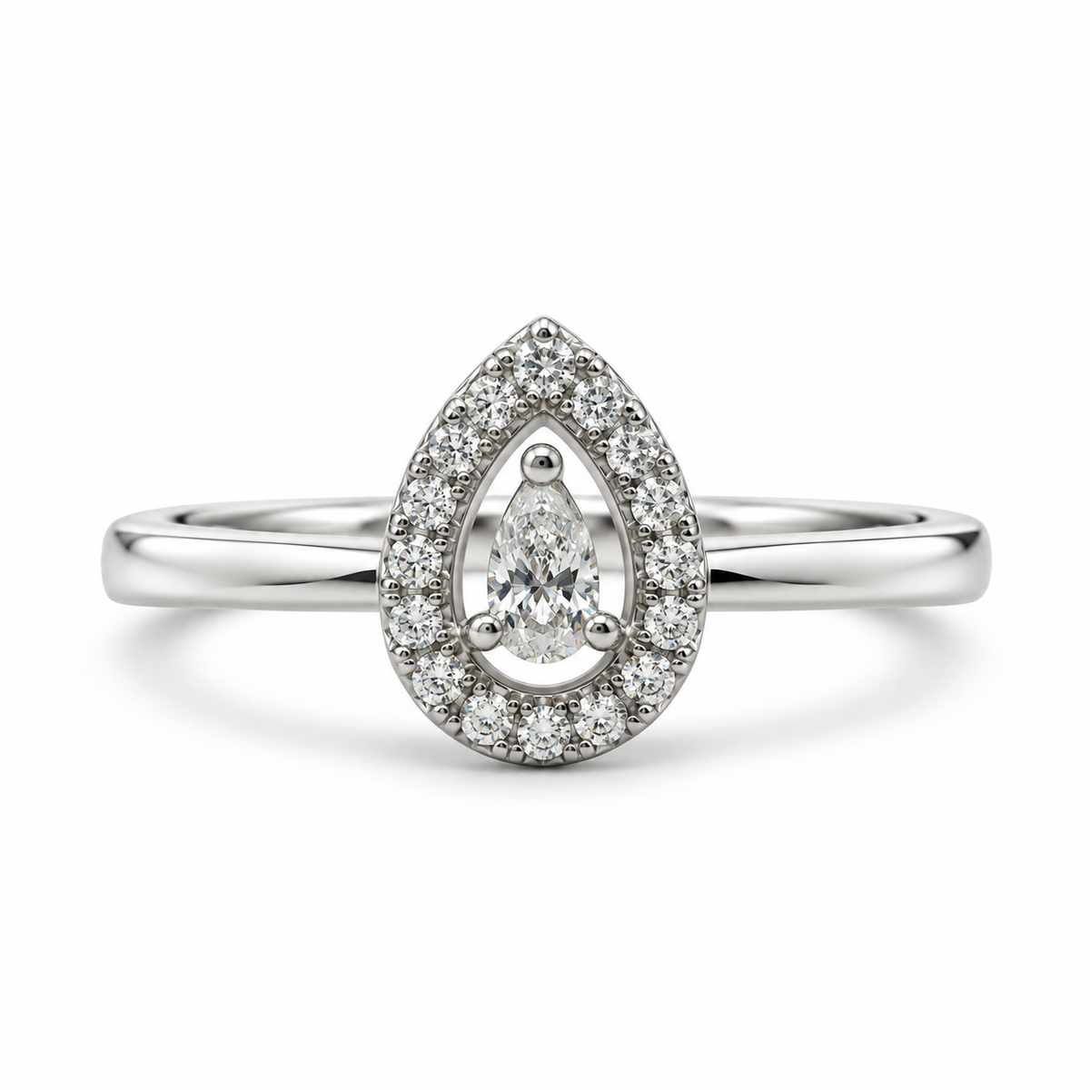 9kt Pear Cut Halo Diamond Engagement Ring