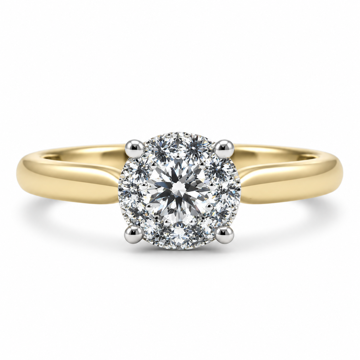 18kt Brilliant Cut Cluster Diamond Engagement Ring