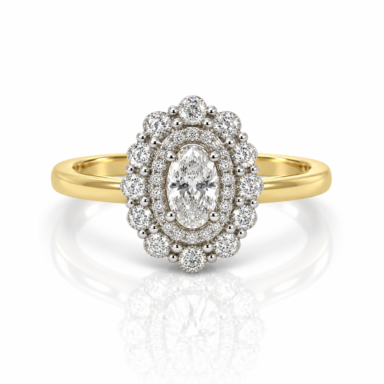 18kt Oval Halo Engagement Ring