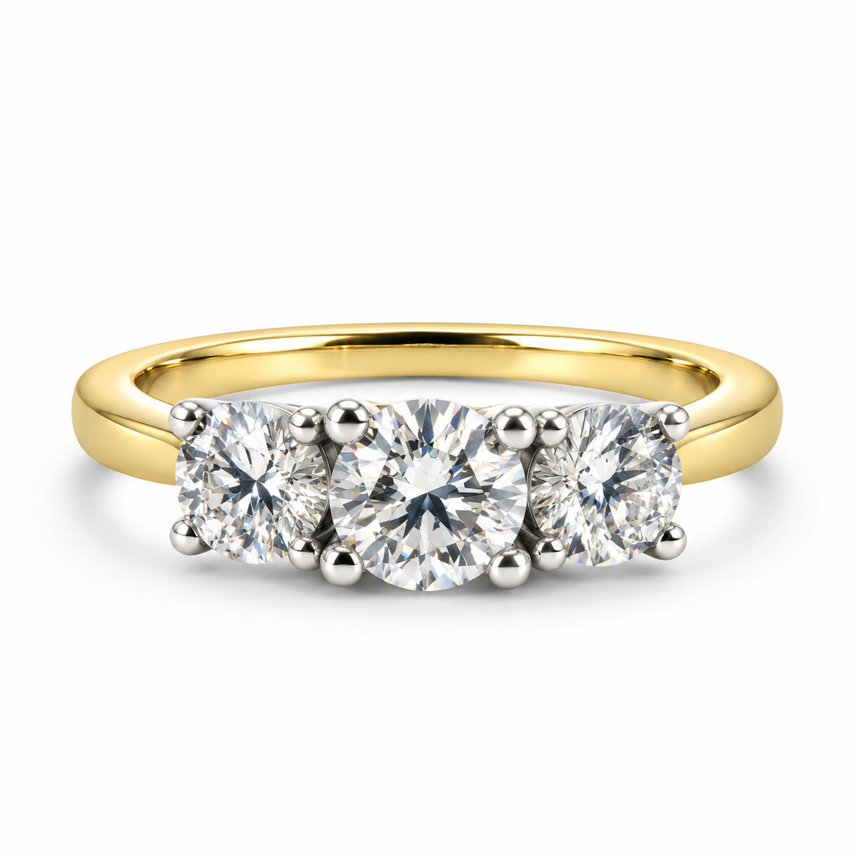 18kt Brilliant Cut Three Stone Diamond Engagement Ring
