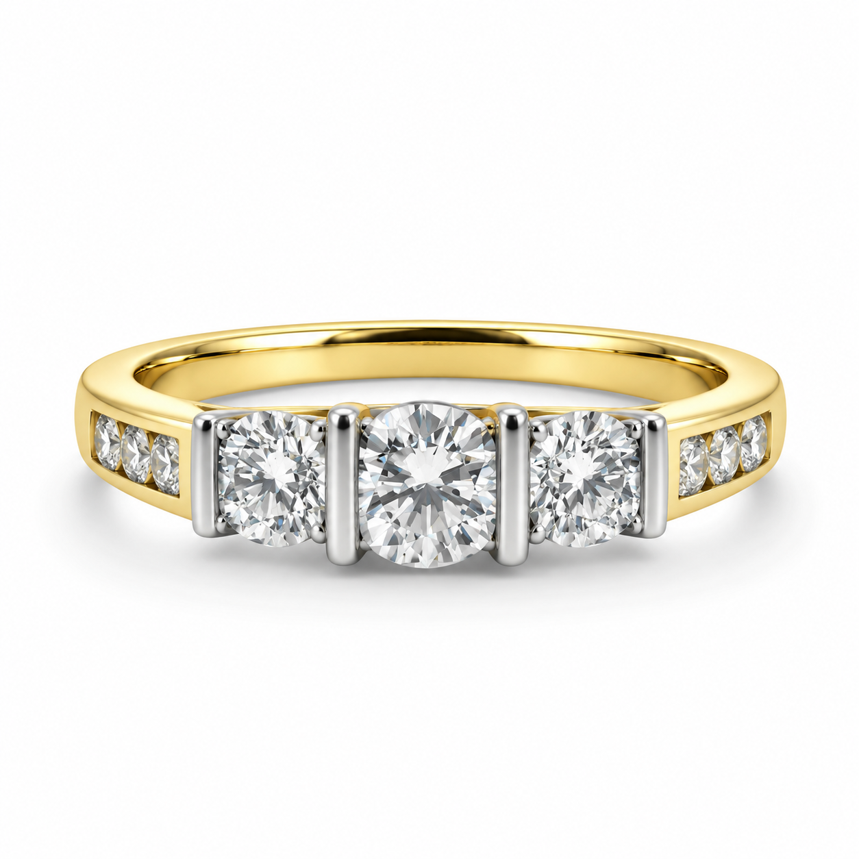 18kt Three Stone Diamond Engagement Ring