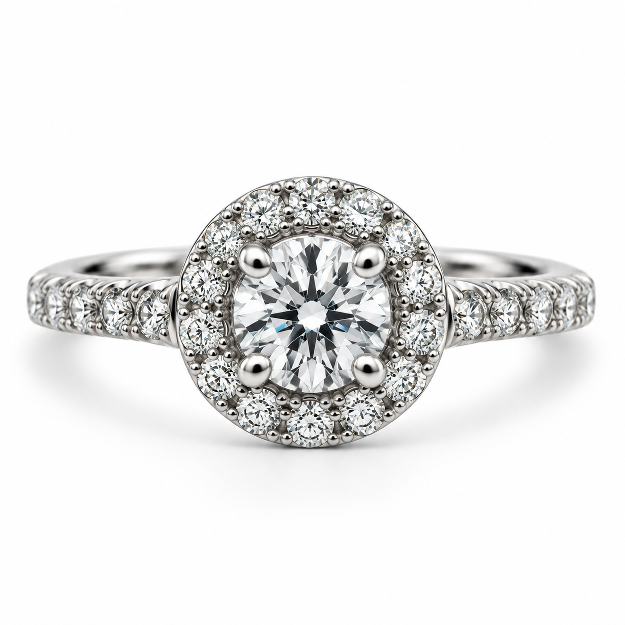 9kt Brilliant Halo Diamond Engagement Ring