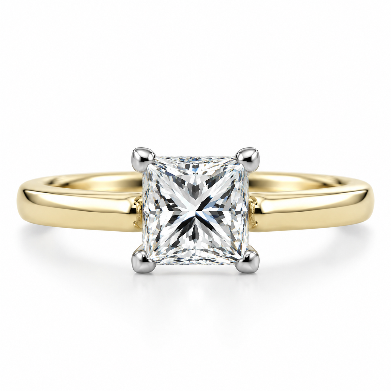 18kt Princess cut Solitaire Diamond Engagement Ring