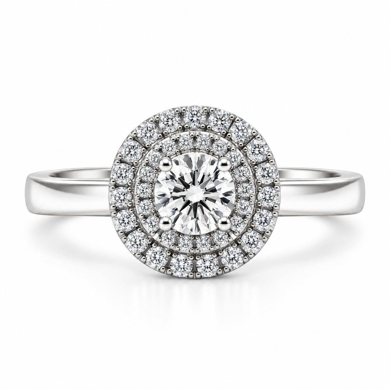 9kt Double Halo Diamond Engagement Ring