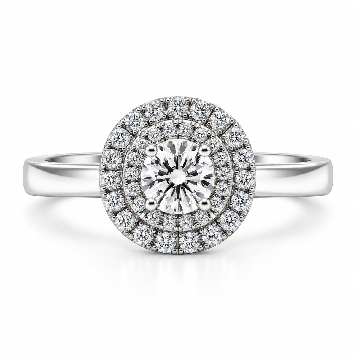 9kt Double Halo Diamond Engagement Ring