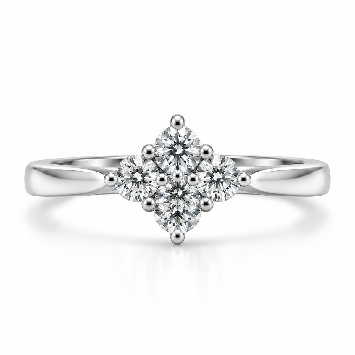 Platinum Four Stone Cluster Diamond Engagement Ring
