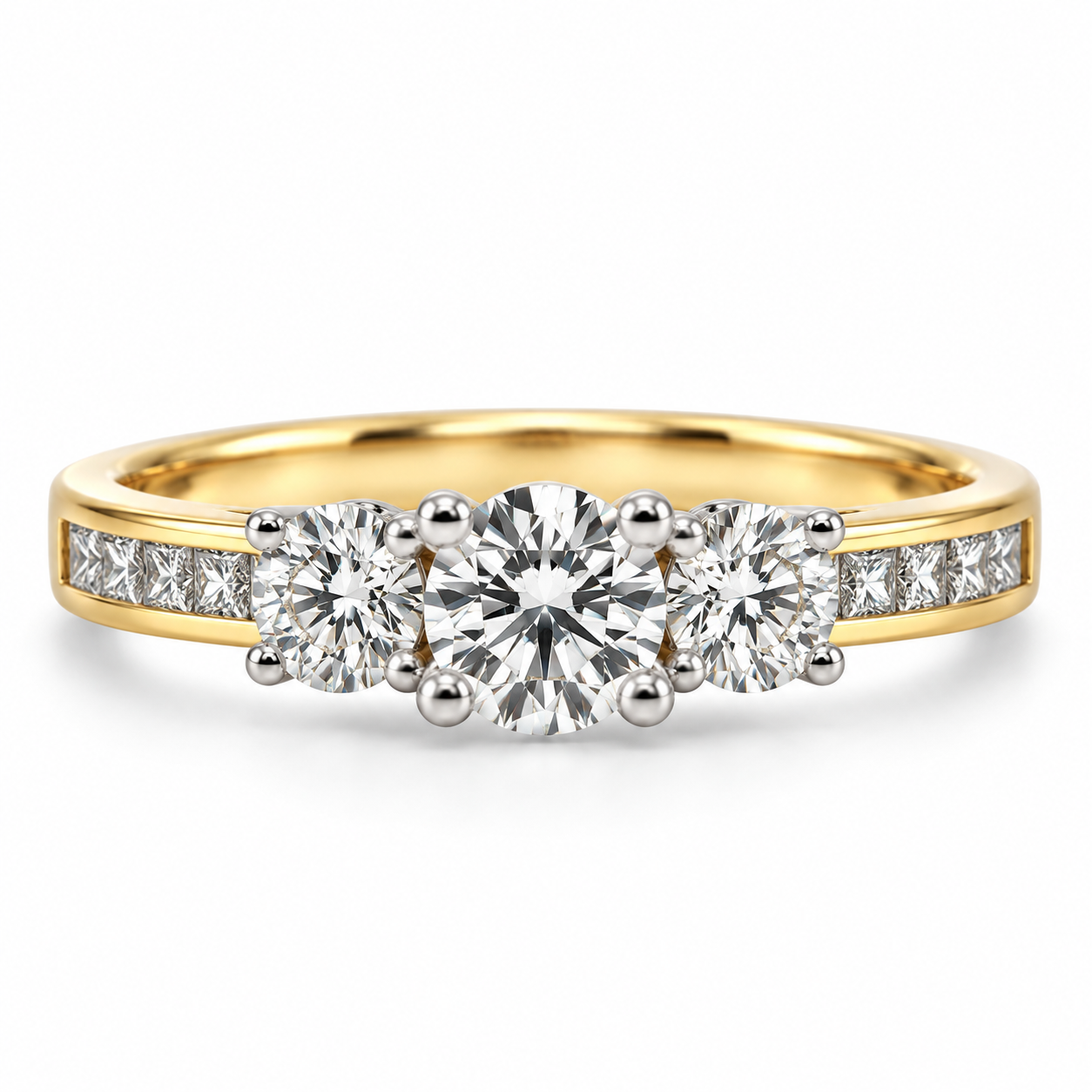 18kt Three Stone Diamond Engagement Ring