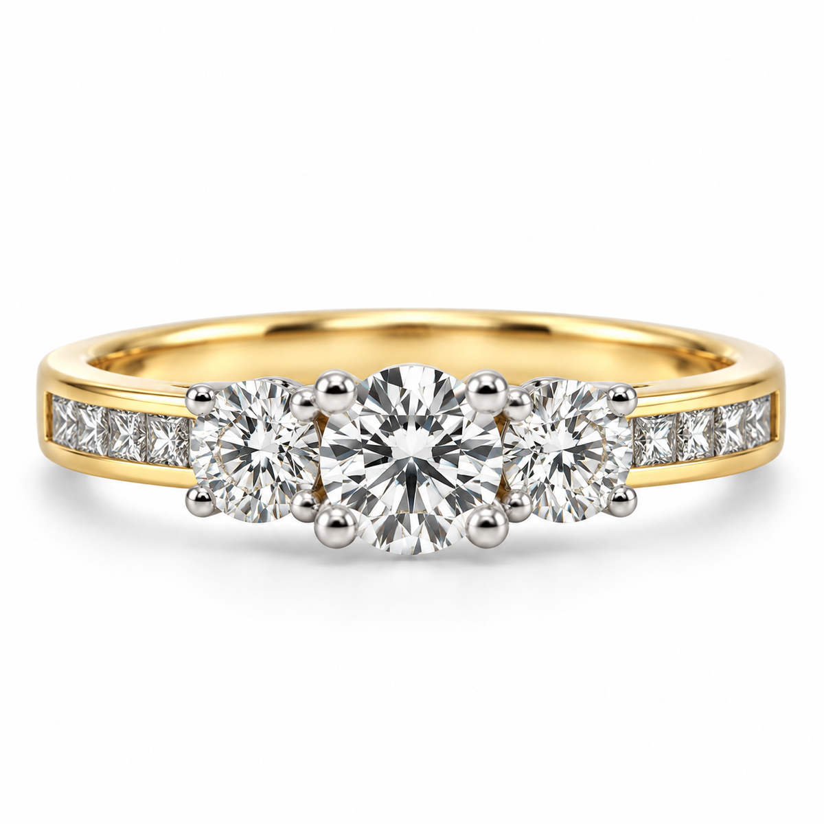 18kt Three Stone Diamond Engagement Ring