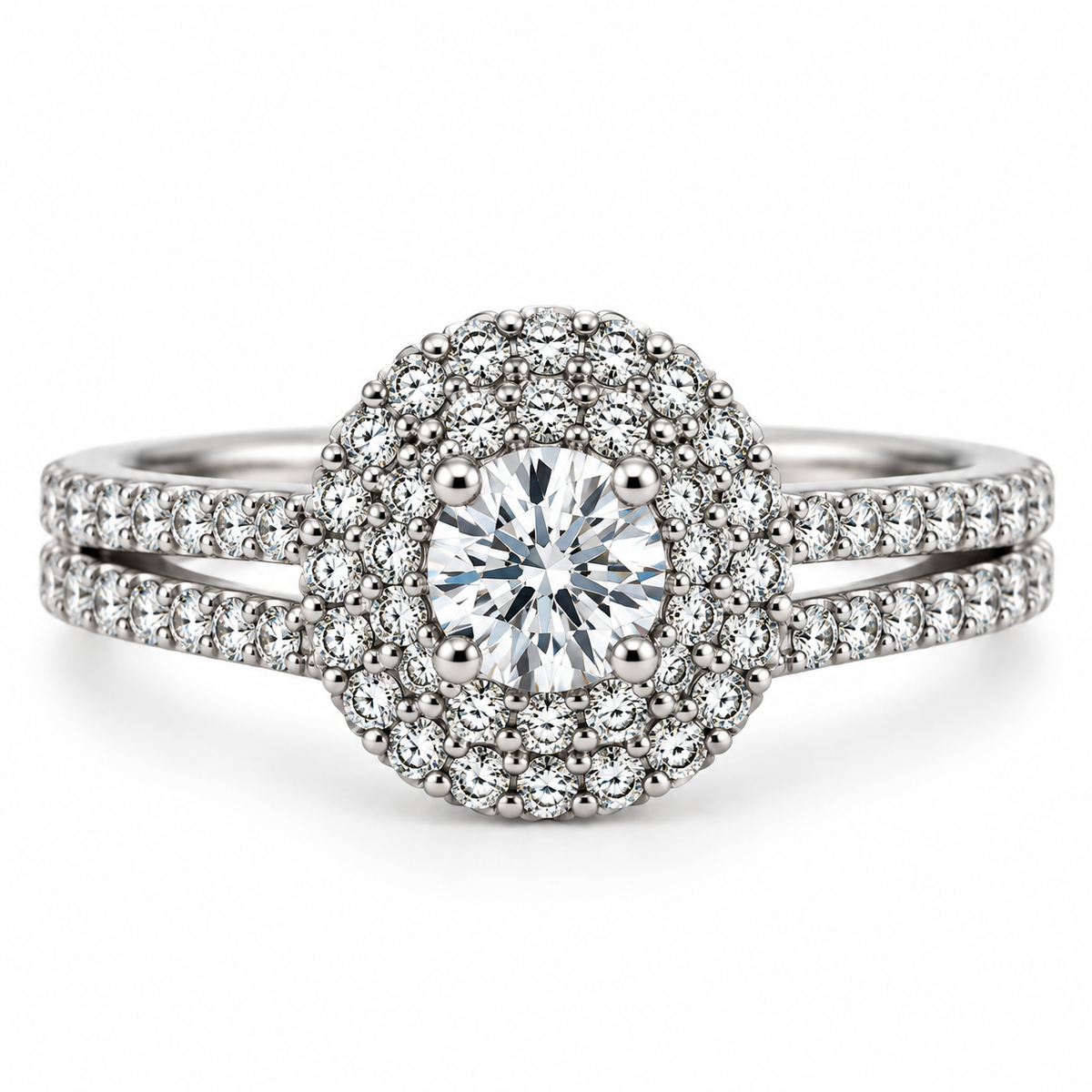 18kt Double Halo Diamond Engagement Ring
