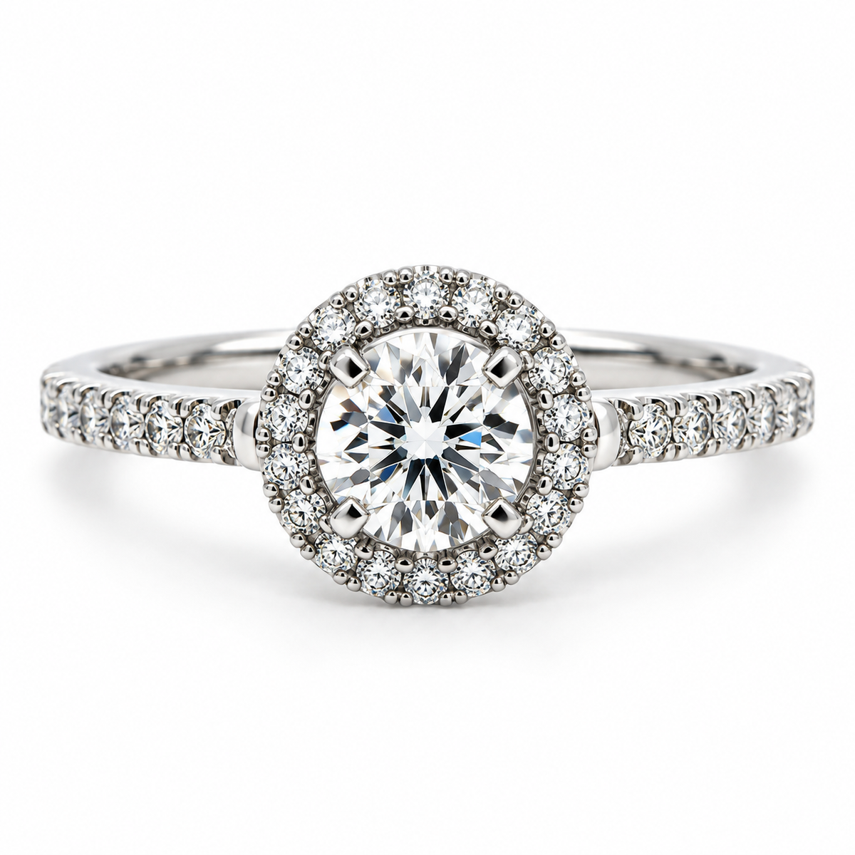 18kt Halo Diamond Engagement Ring