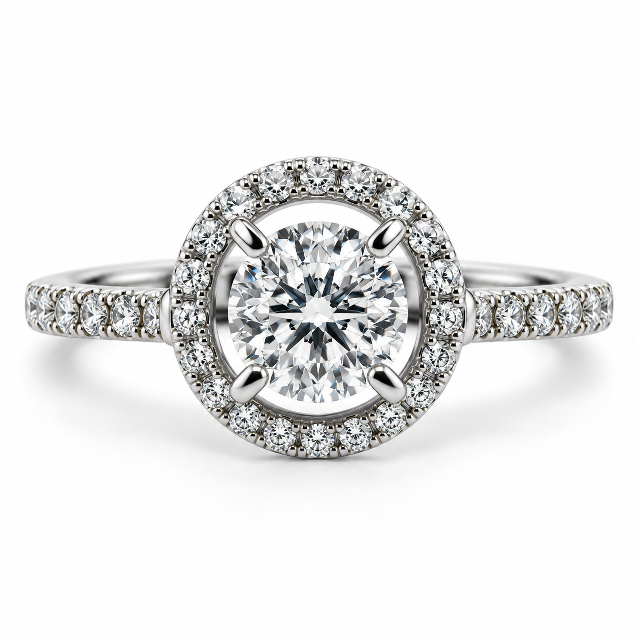 18kt Halo Diamond Engagement Ring
