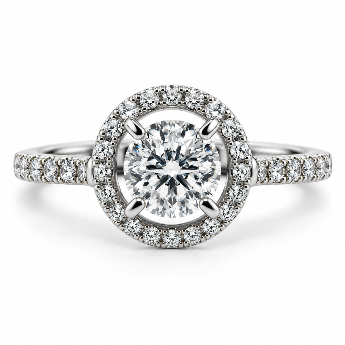 18kt Halo Diamond Engagement Ring
