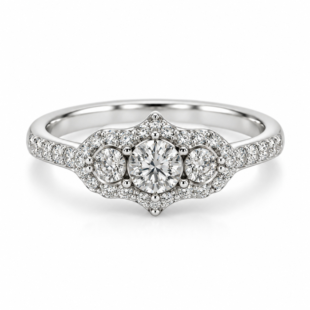 9kt Diamond Vintage Style Engagement Ring
