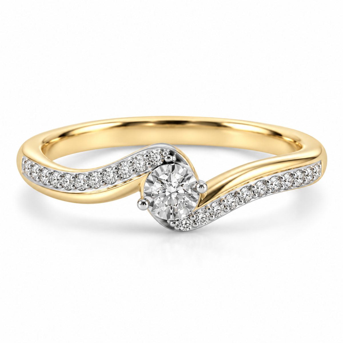 9kt Diamond Twist Solitaire Engagement Ring