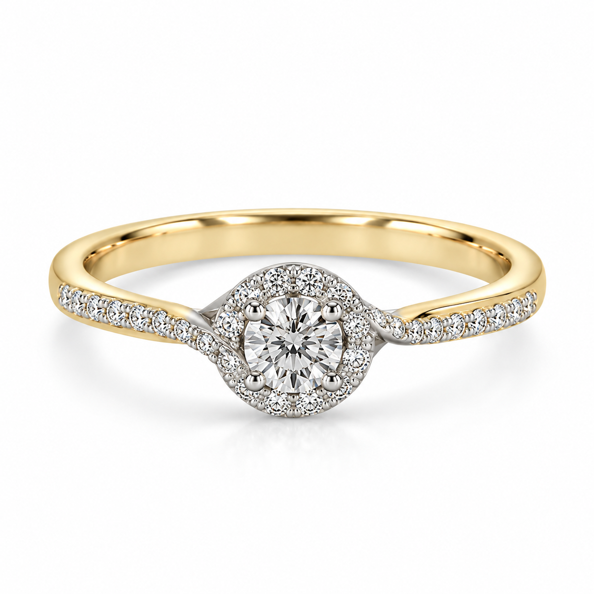 9kt Halo Diamond Engagement Ring