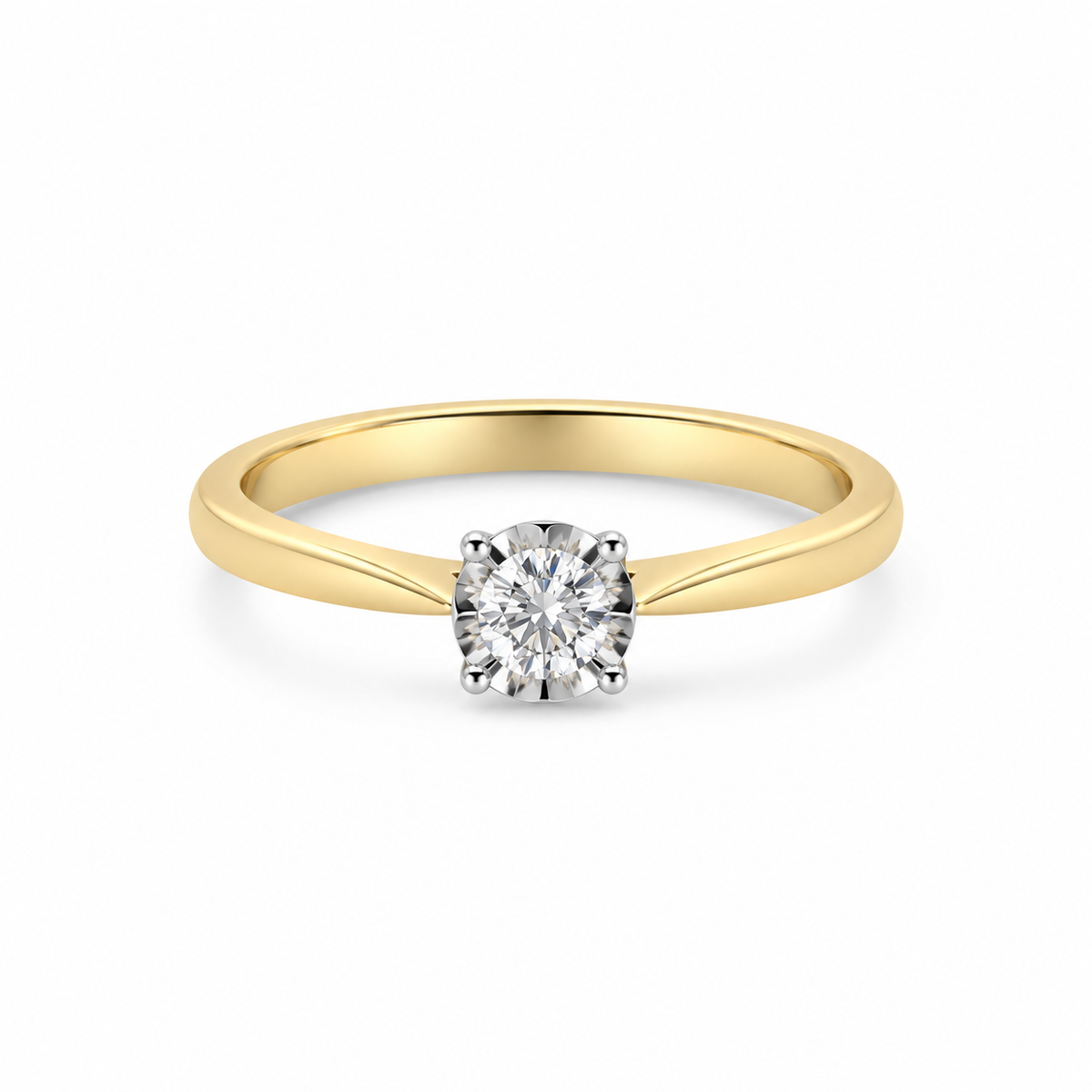 9kt Illustion Solitaire Diamond Engagement Ring