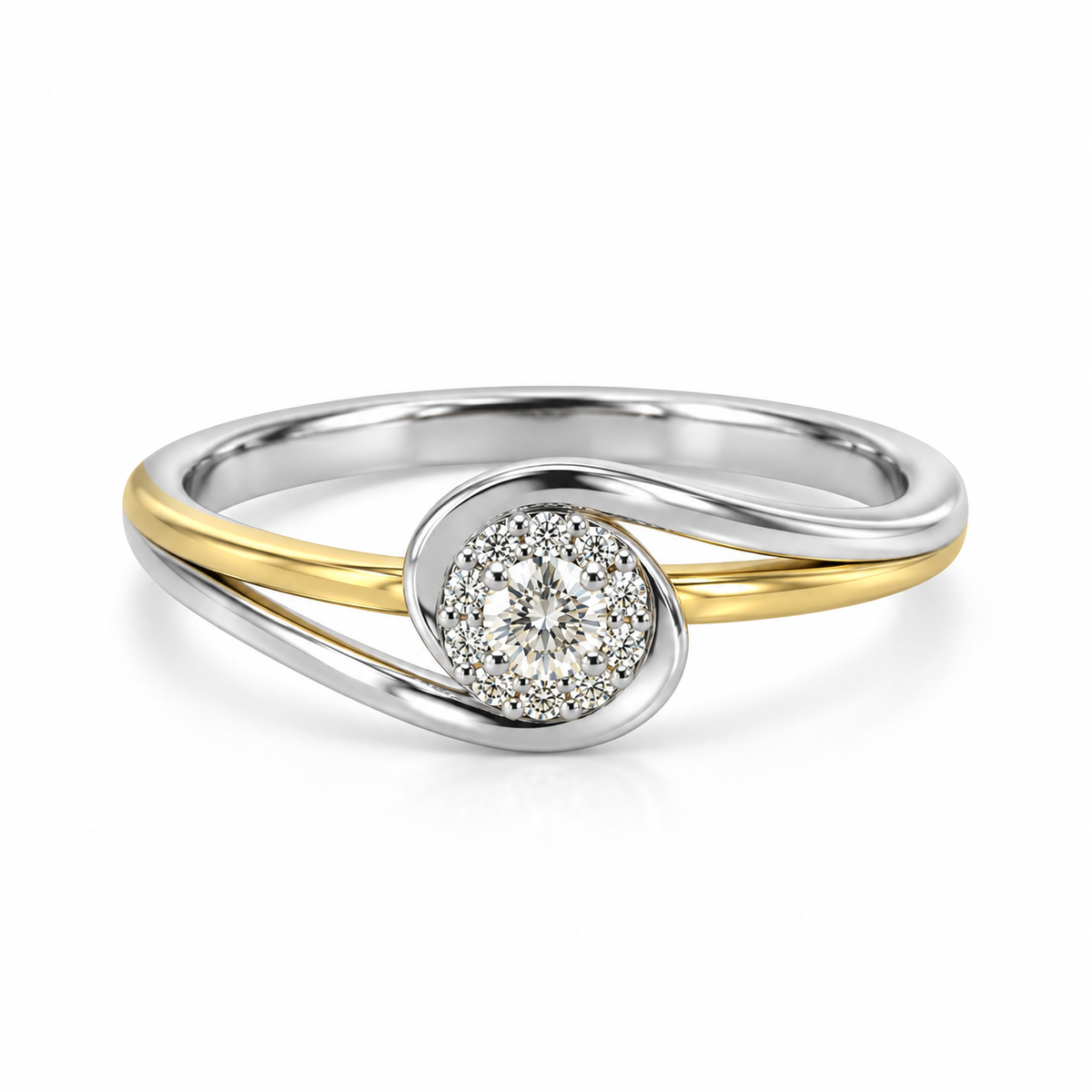 9kt Diamond Twist Cluster Engagement Ring