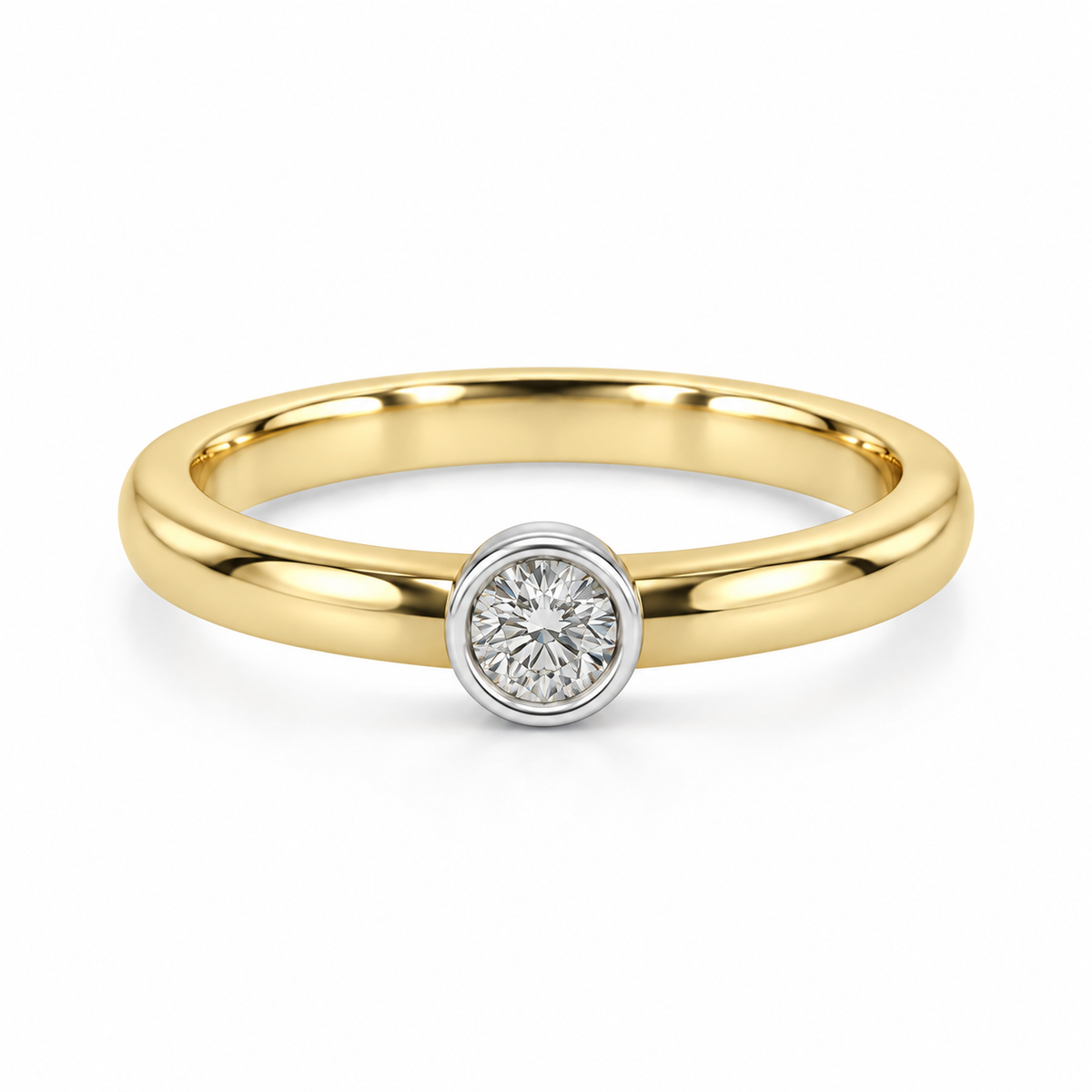 9kt Diamond Bezel Set Engagement Ring