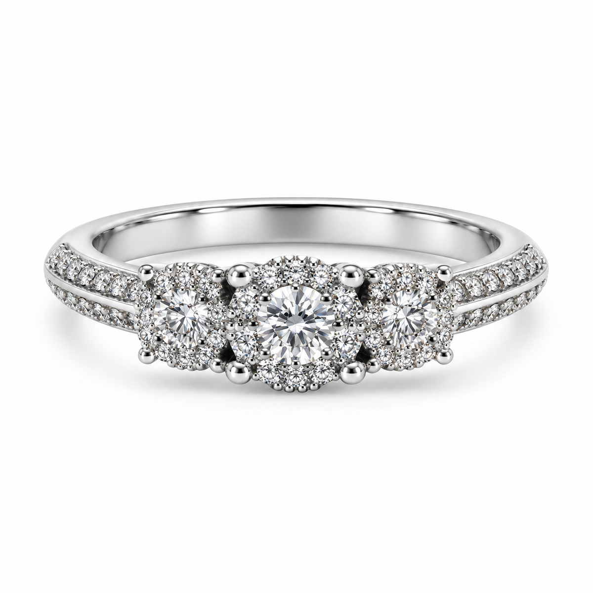 9kt Diamond Stabrust Three Stone Engagement Ring