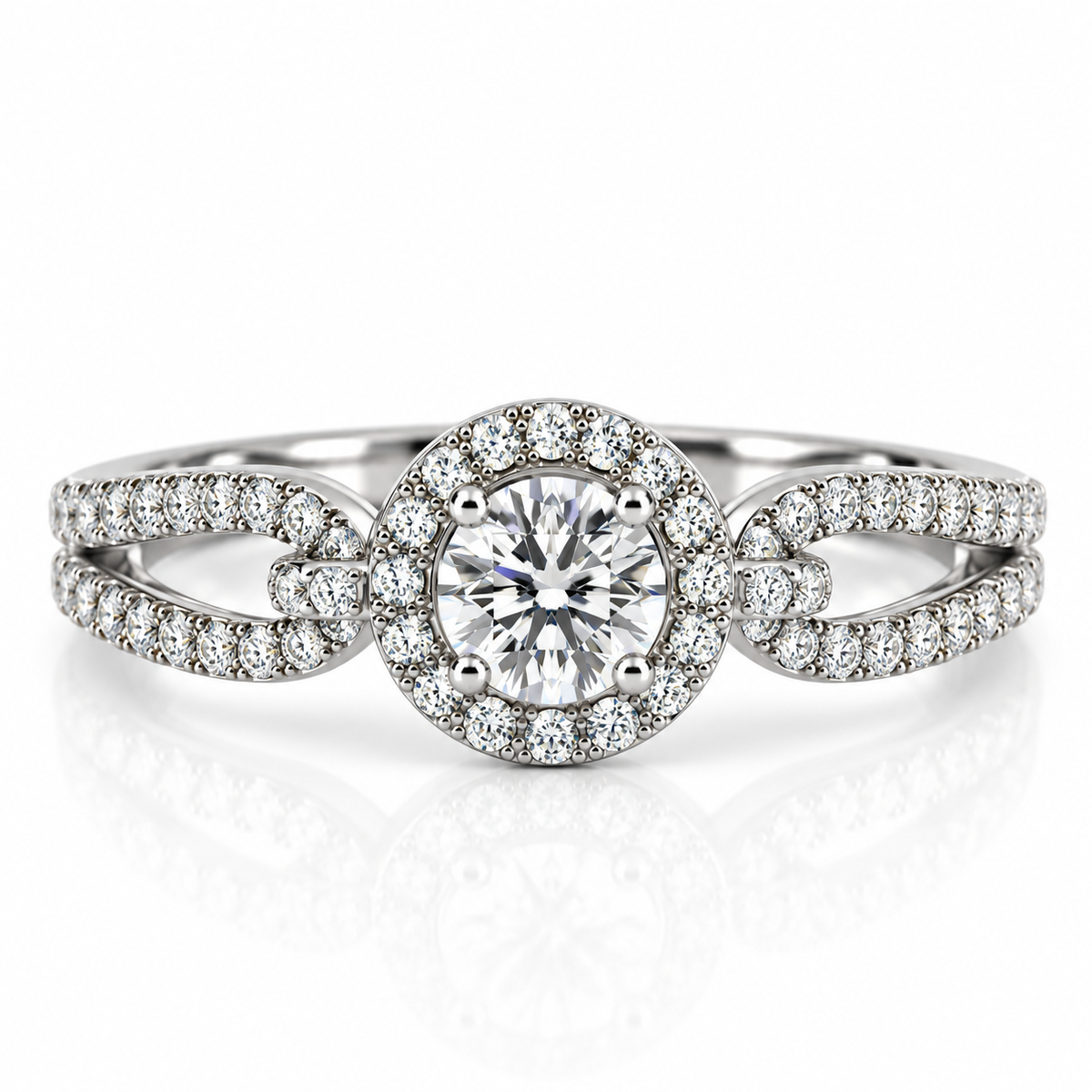 18kt Brilliant Cut Diamond Halo Engagement Ring