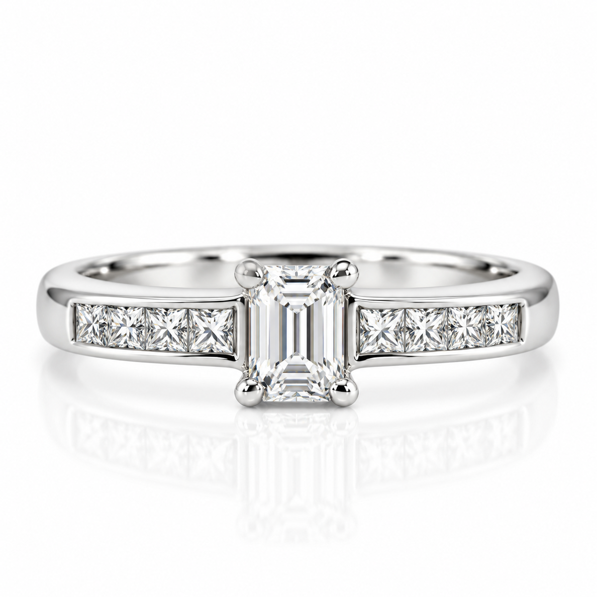 18kt Emerald Cut Diamond Solitaire Engagement Ring