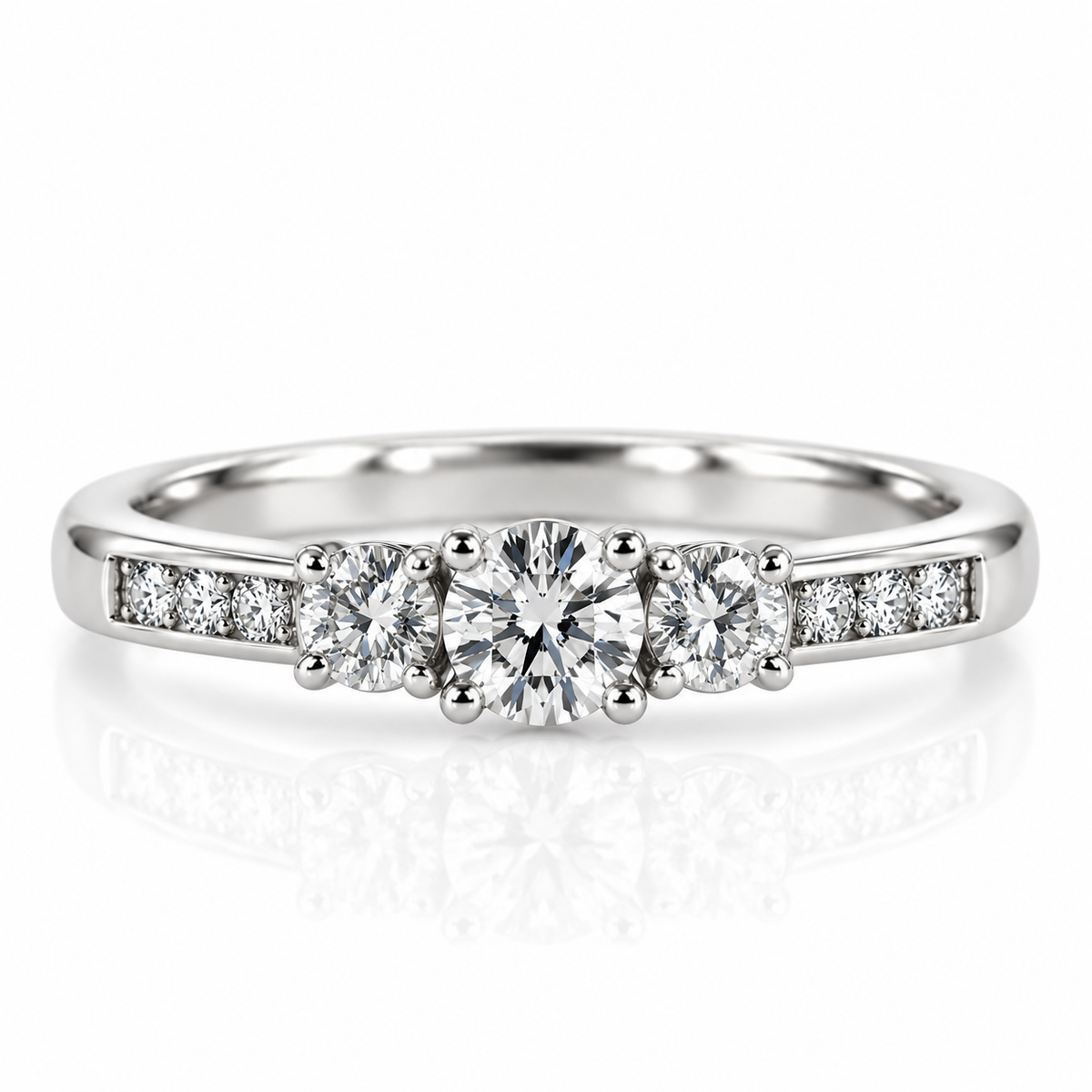 18kt Brilliant Cut Diamond Three Stone Engagement Ring