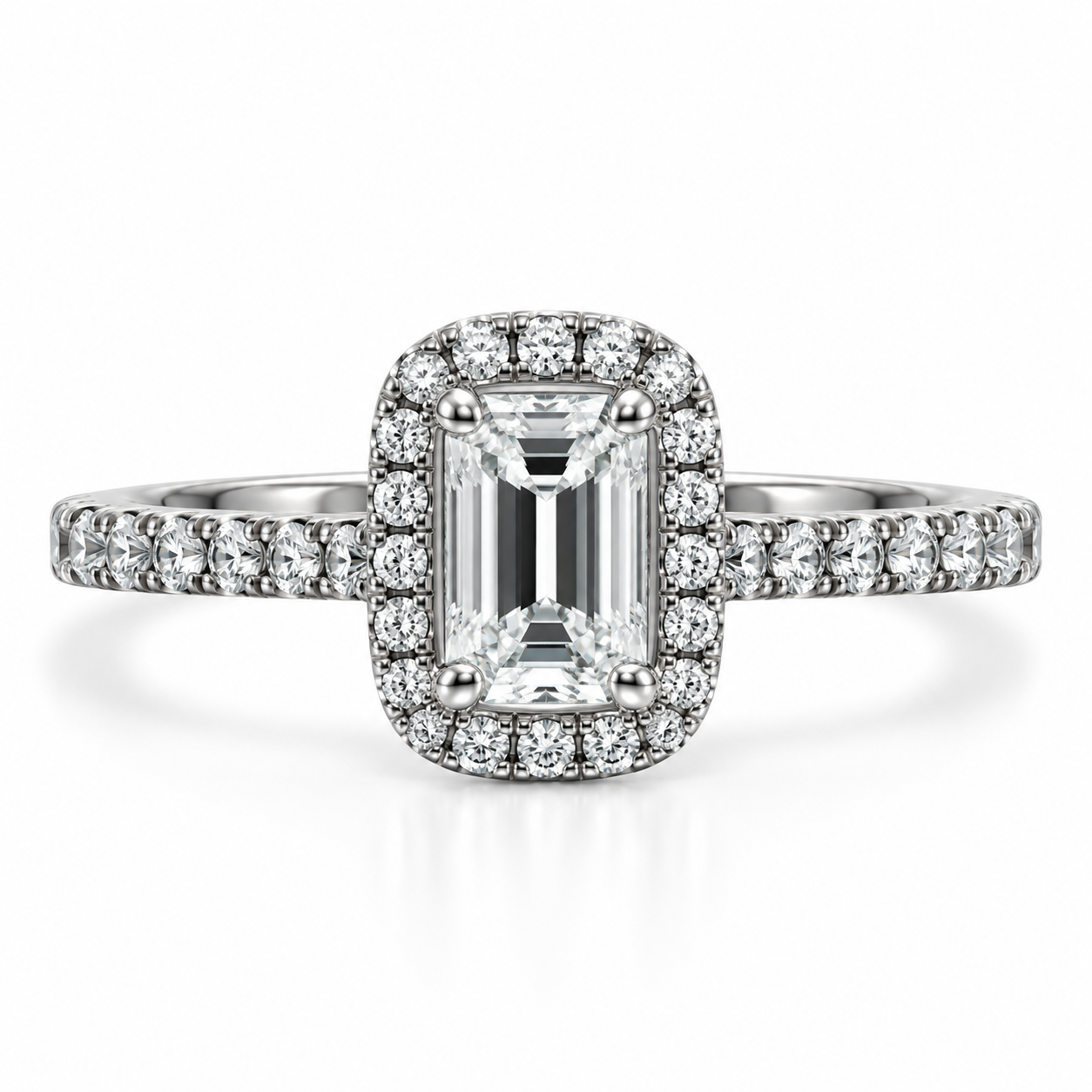 18kt Emerald and Brilliant Cut Diamond Engagement Ring