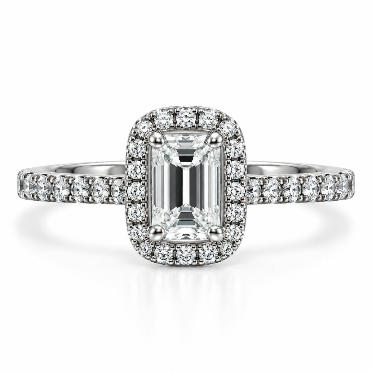 18kt Emerald and Brilliant Cut Diamond Engagement Ring