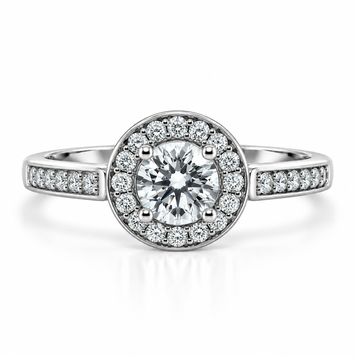 18kt Halo Diamond Engagement Ring