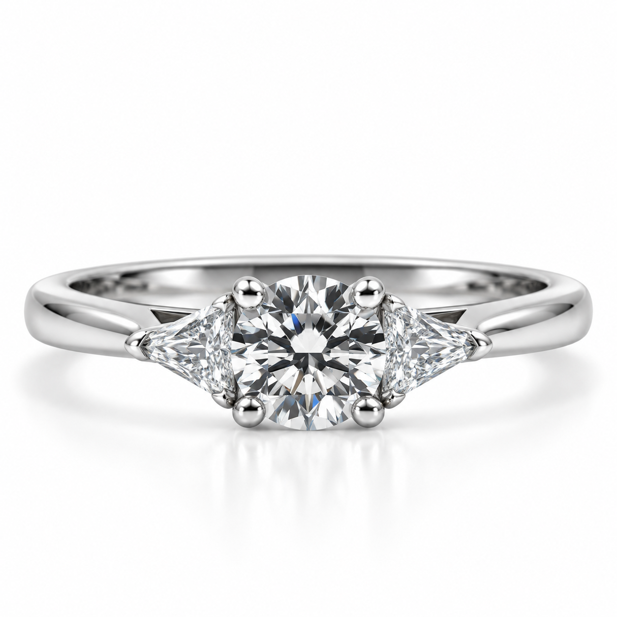 18kt Brilliant and Trilliants Cut Three Stone Diamond Engagement Ring
