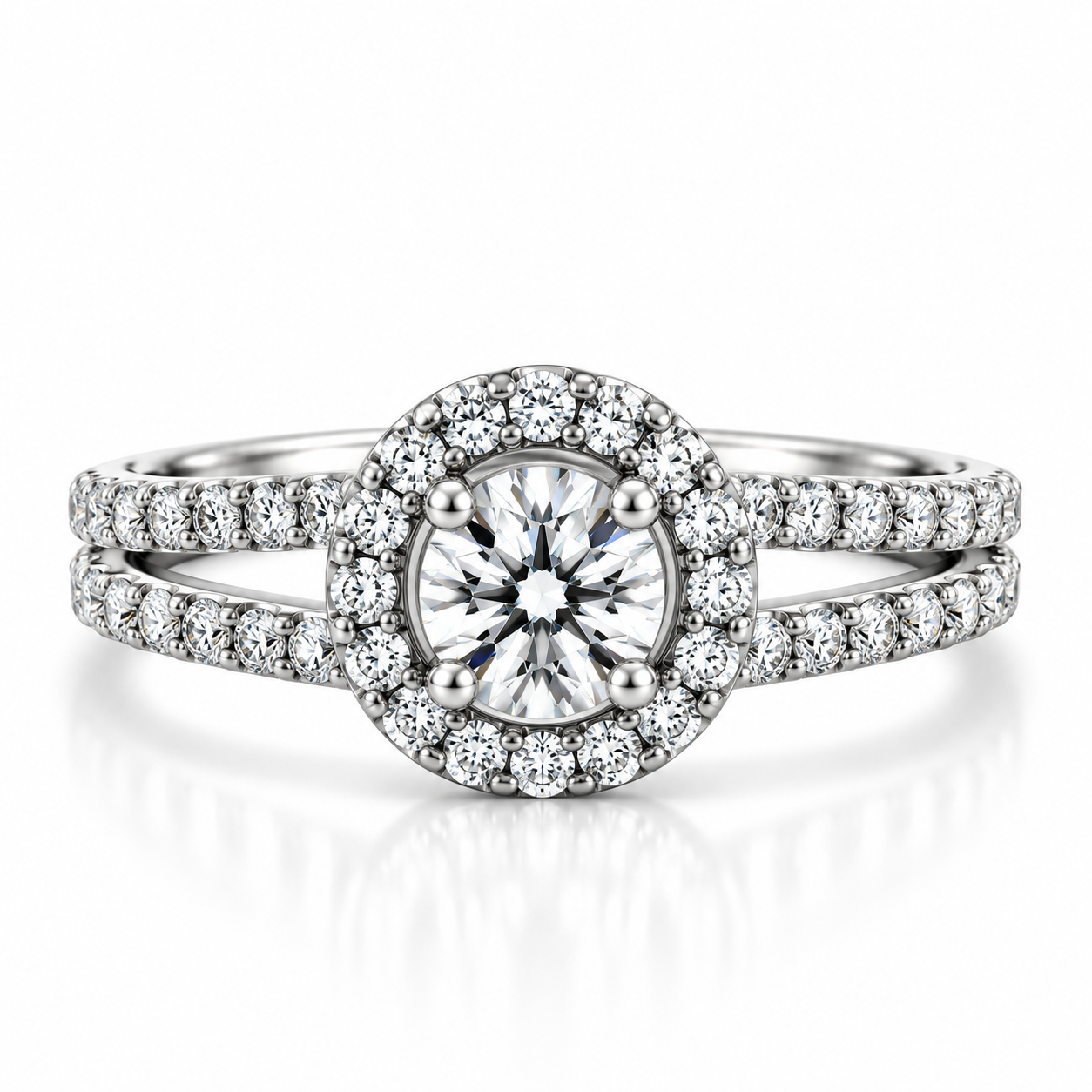 18kt Halo Diamond Engagement Ring
