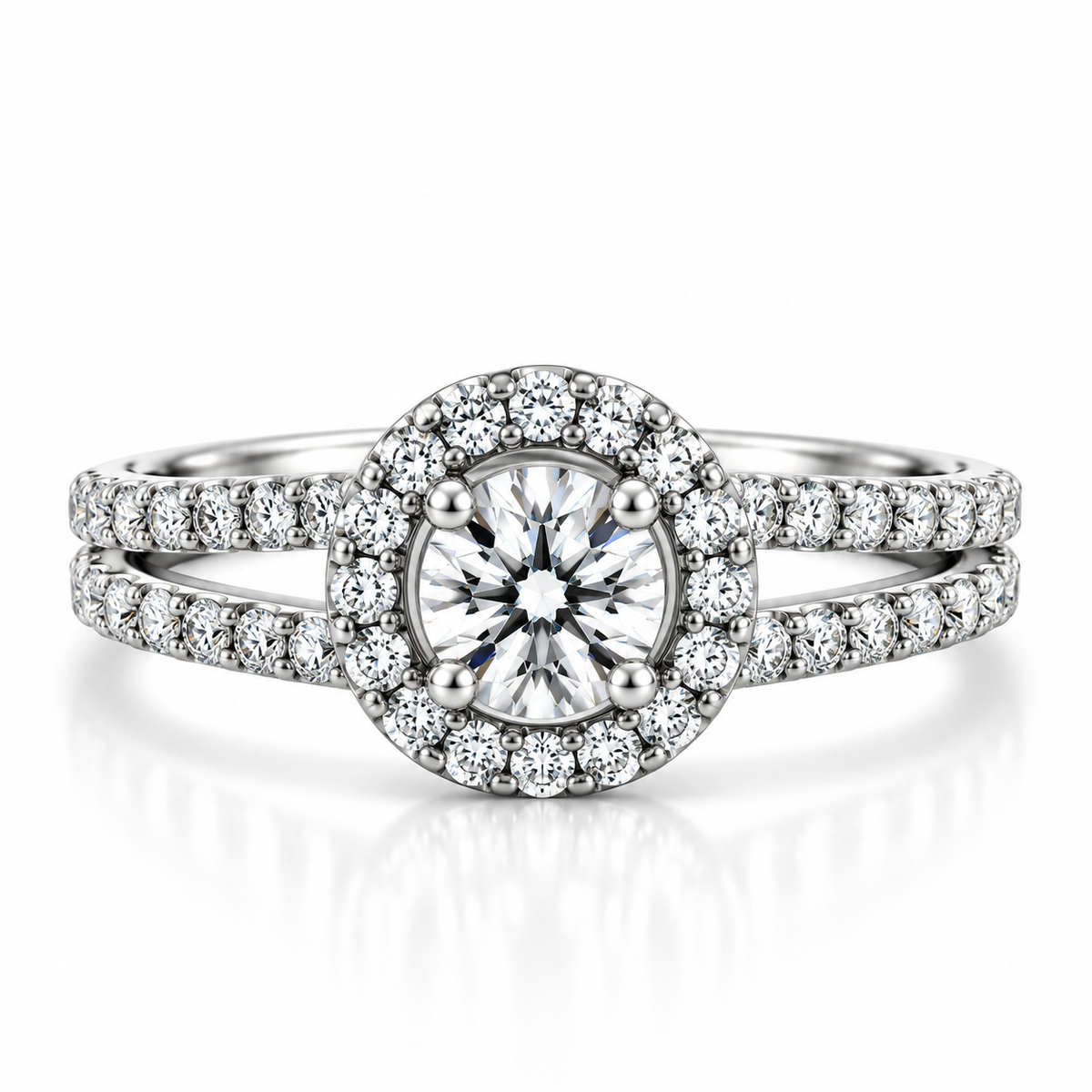 18kt Halo Diamond Engagement Ring
