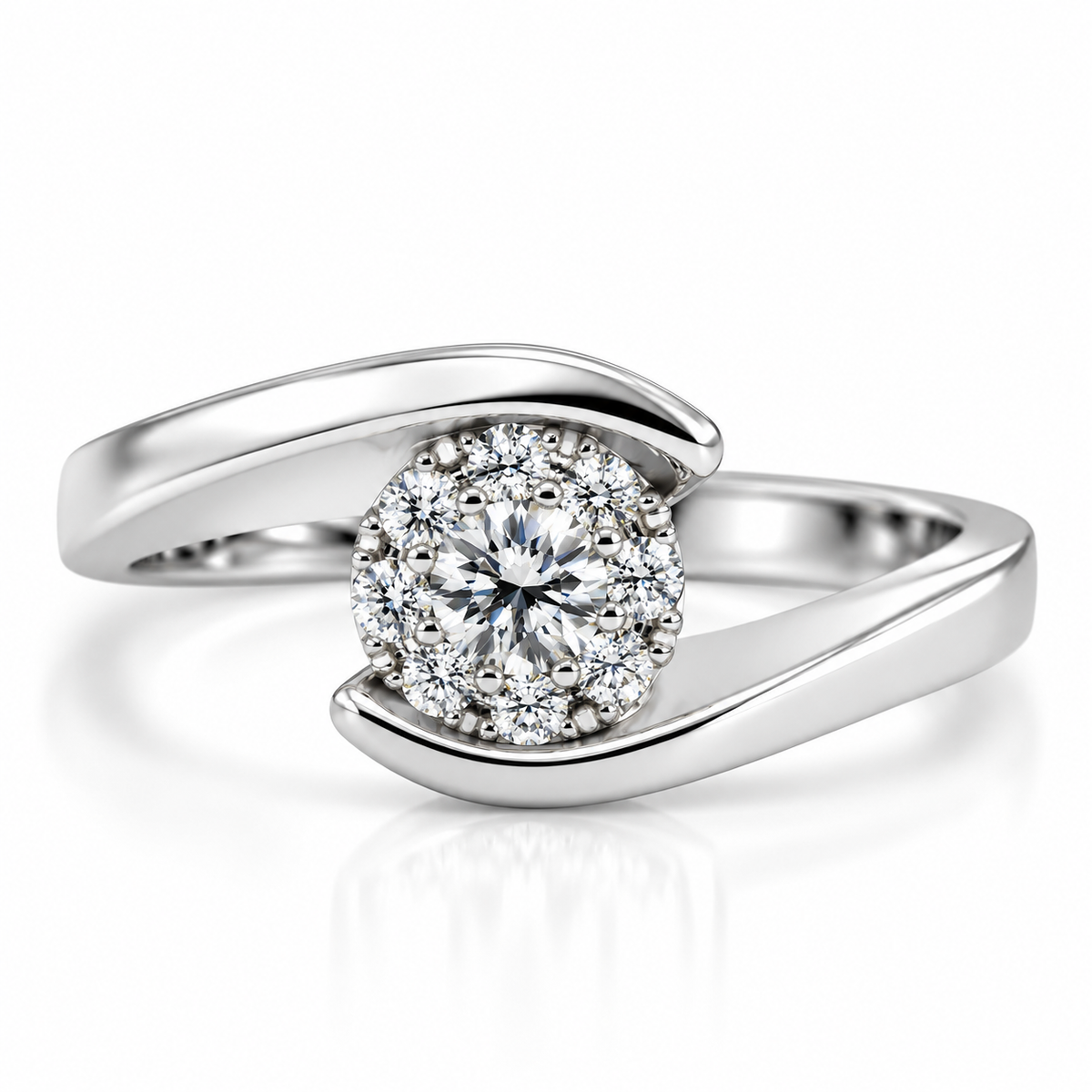9kt Solitaire Twist Diamond Engagement Ring