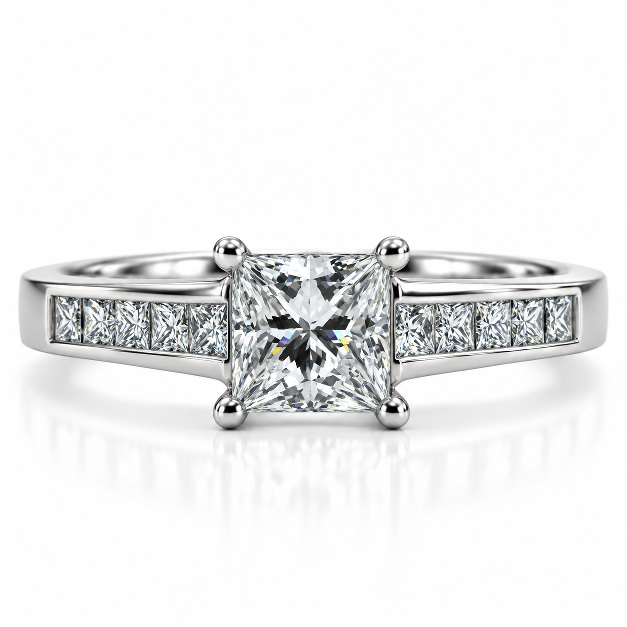 Platinum Princess Cut Solitaire Diamond Engagement Ring