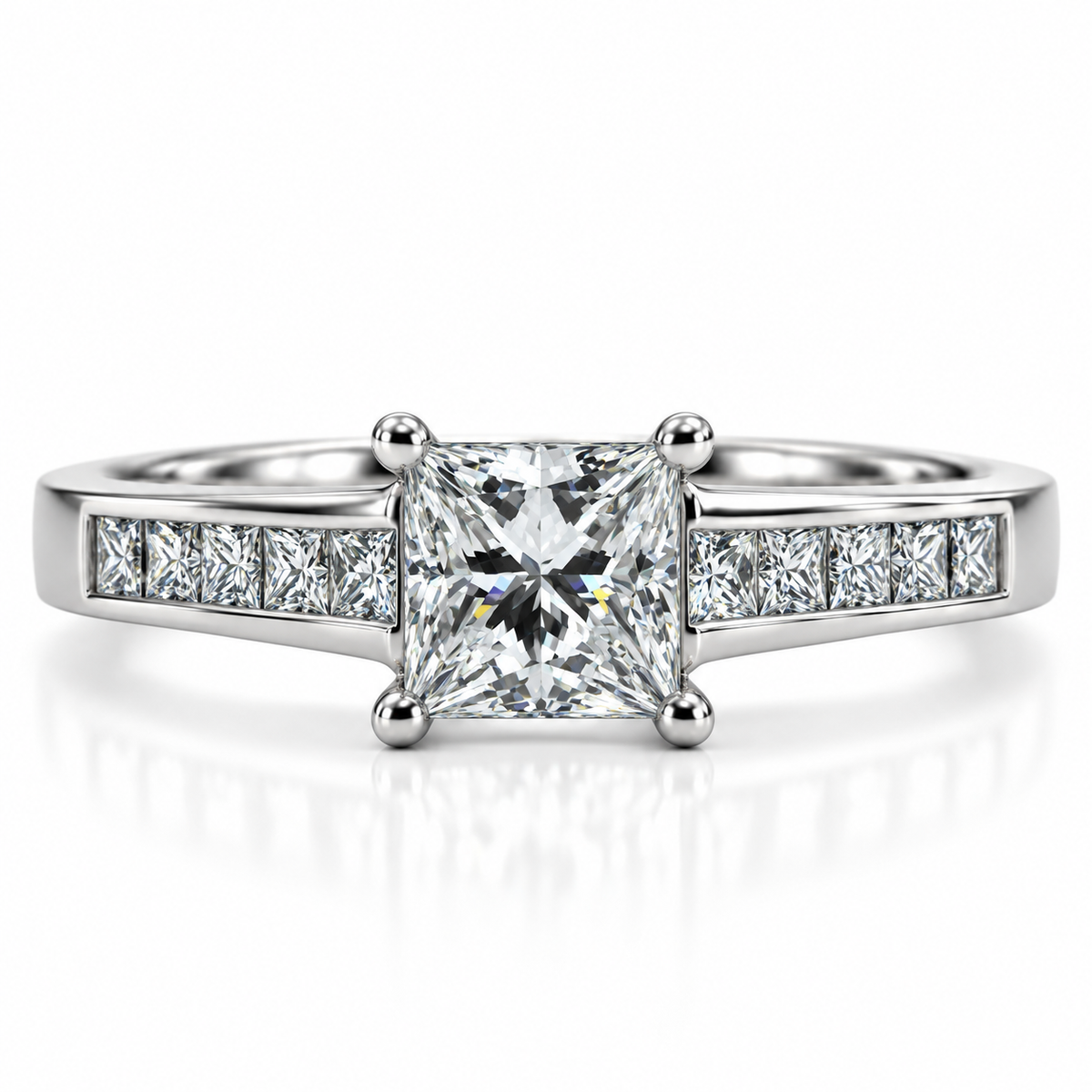 Platinum Princess Cut Solitaire Diamond Engagement Ring