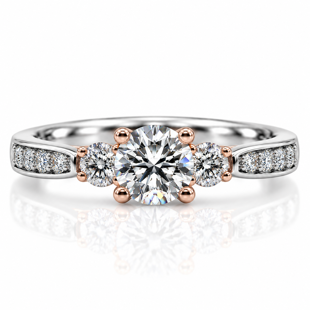 18kt Three Stone Diamond Engagement Ring