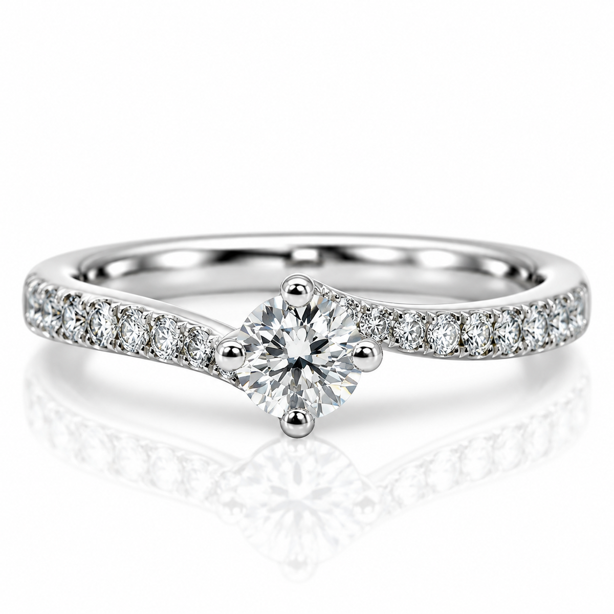 Platinum Twist Solitaire Diamond Engagement Ring