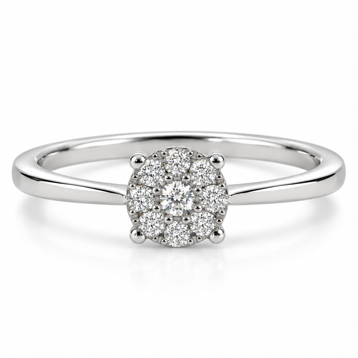 9kt Cluster Solitaire Diamond Engagement Ring