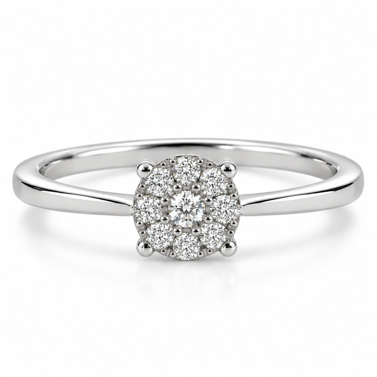 9kt Cluster Solitaire Diamond Engagement Ring