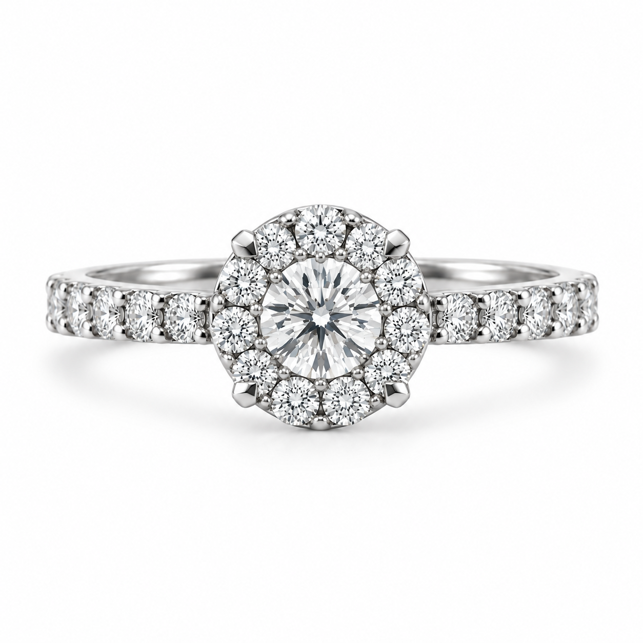 9kt Halo Diamond Engagement Ring