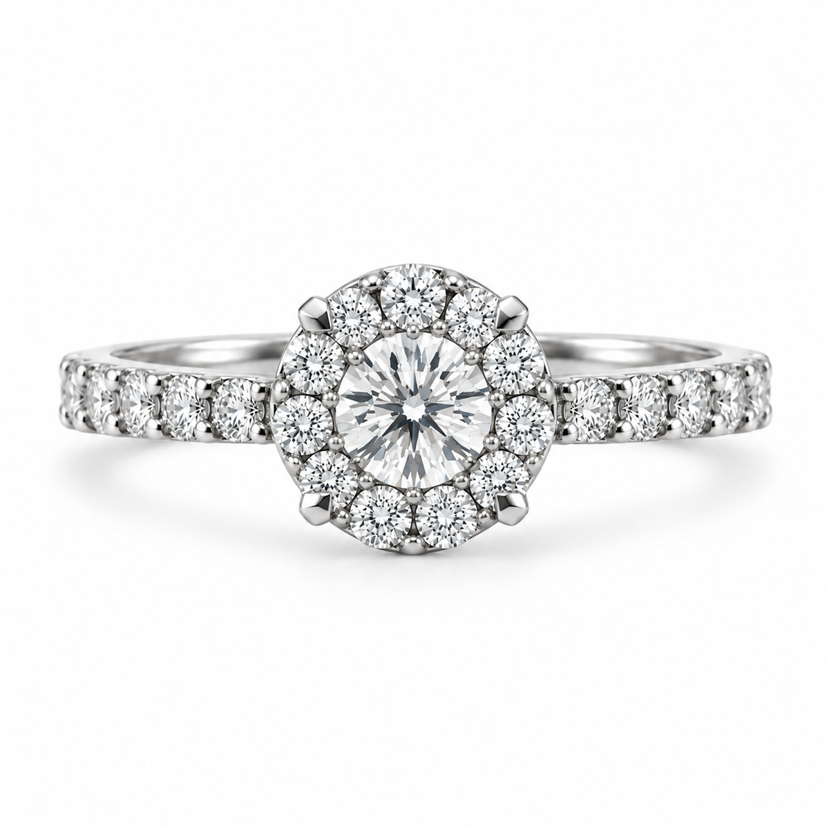 9kt Halo Diamond Engagement Ring