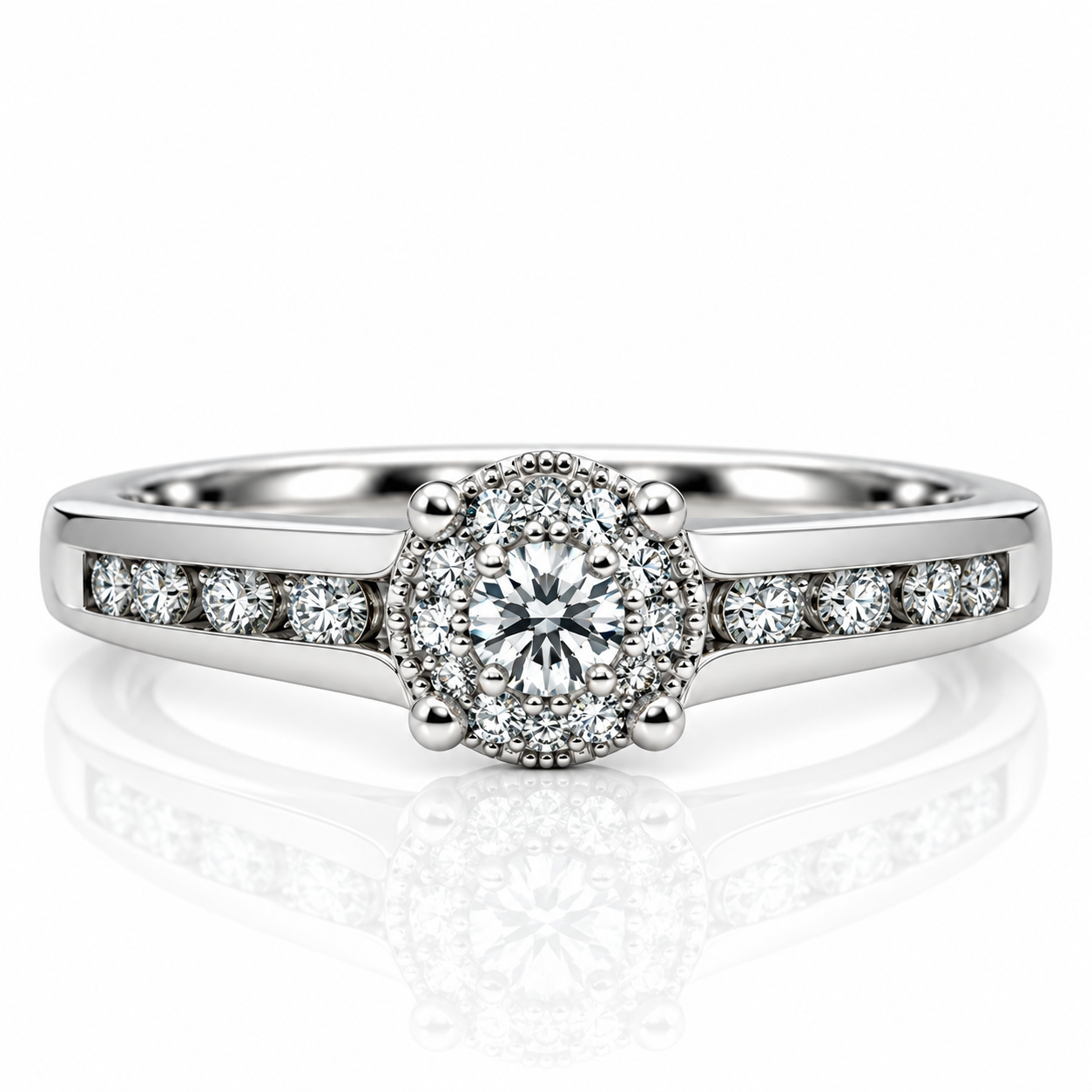 9kt Halo Style Diamond Engagement Ring