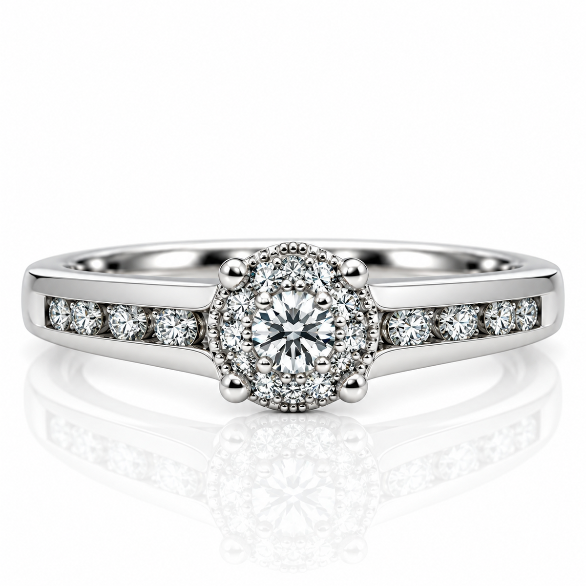9kt Halo Style Diamond Engagement Ring