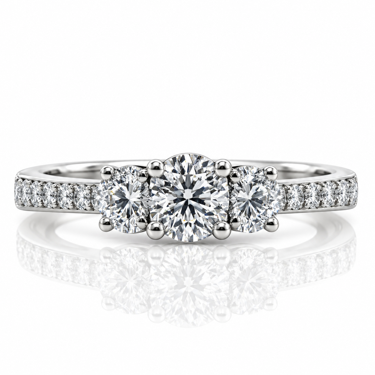 Platinum Brilliant Cut Three Stone Diamond Engagement Ring