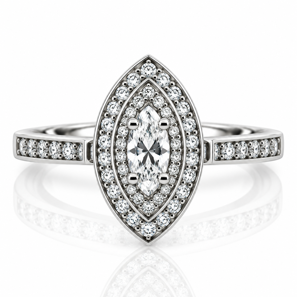 18kt Marquise Cut Diamond Halo Engagement Ring