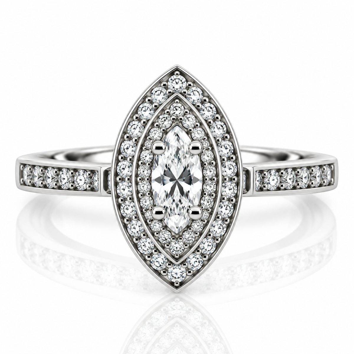 18kt Marquise Cut Diamond Halo Engagement Ring