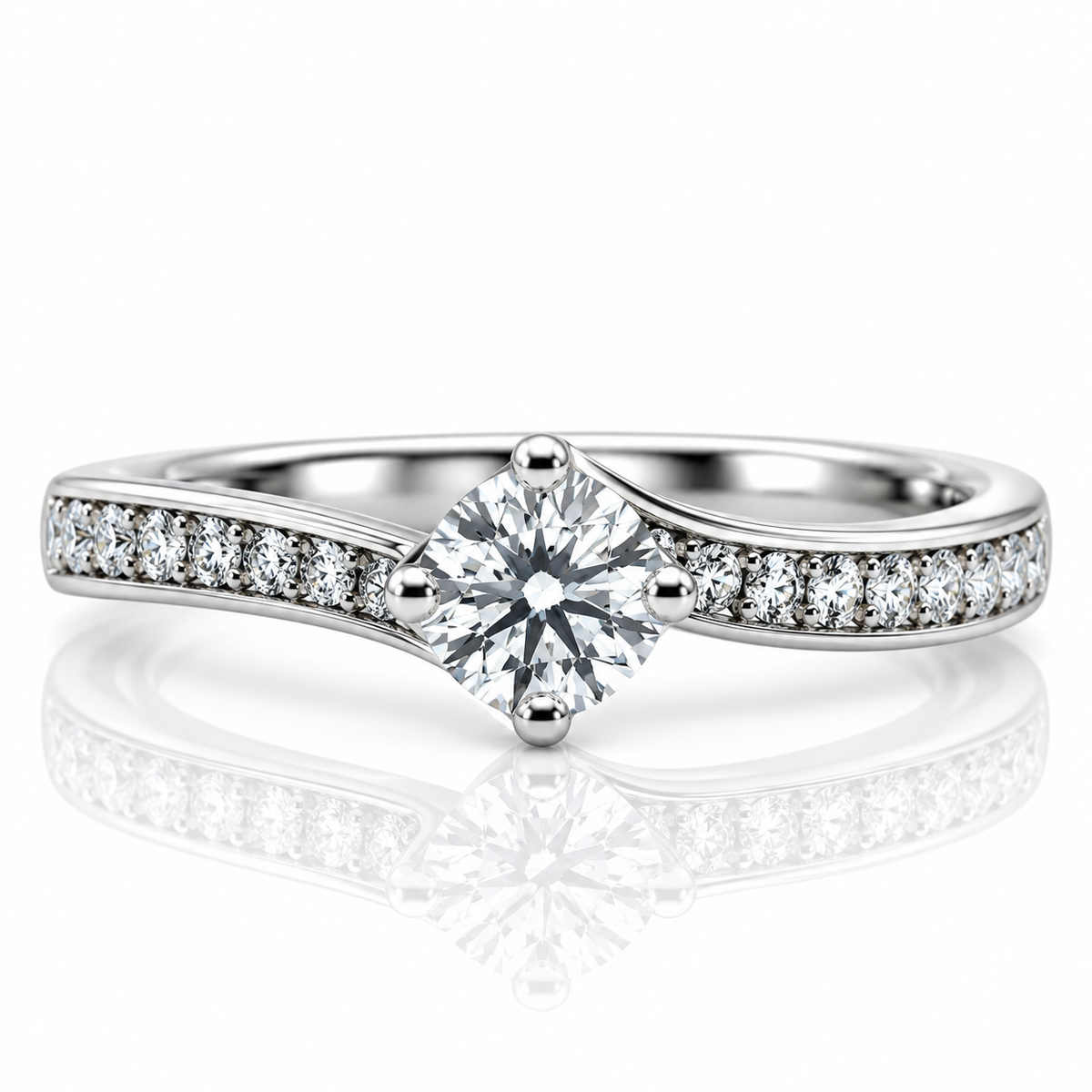 Platinum Solitaire Twist Diamond Engagement Ring