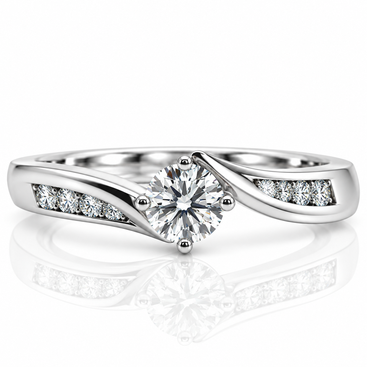 9kt Solitaire Twist Diamond Engagement Ring