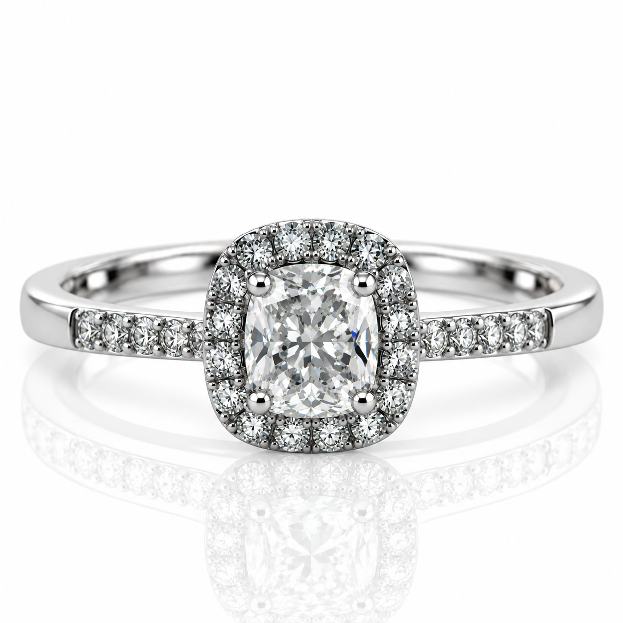 18kt Diamond Solitaire Cluster Engagement Ring